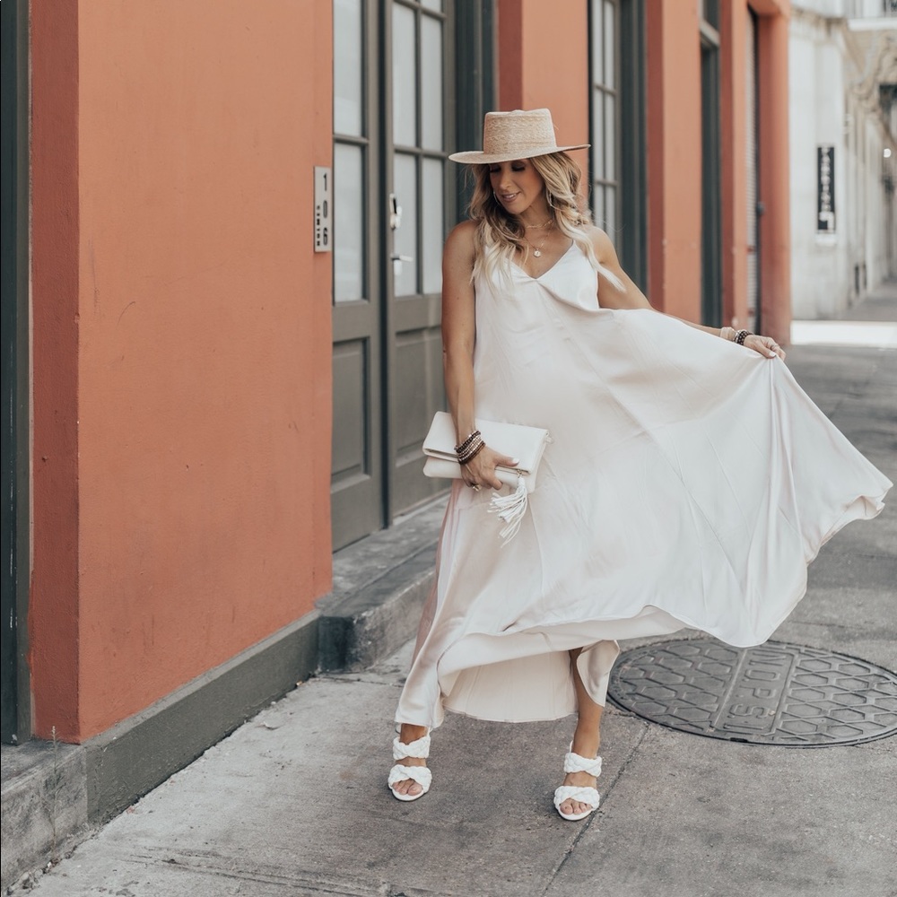 H&M satin maxi dress S color: sand/beige